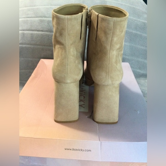 Lisa Vicky Niftyx Camel Kid Suede Block Heeled Ankle Platform Boots Size 9M - Picture 4 of 12